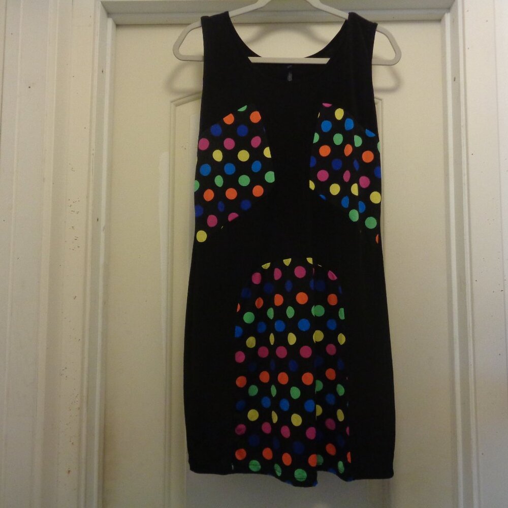 DARLING IN DOTS COLORS DOTS & SHEATHE BLACK DRESS 1X